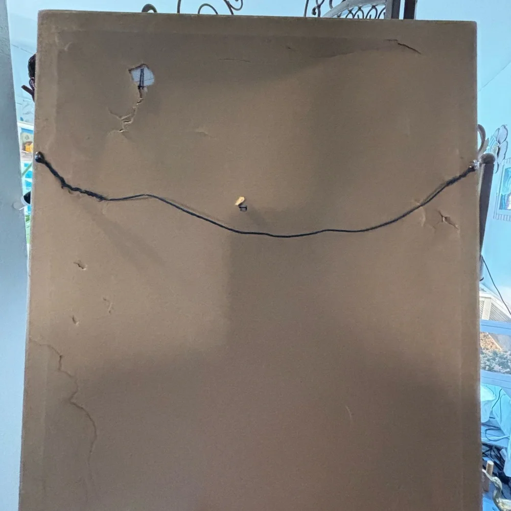 Vintage Blue Cross-Stitch Scenic Winter Art in Wooden Frame - Picture 14 of 16